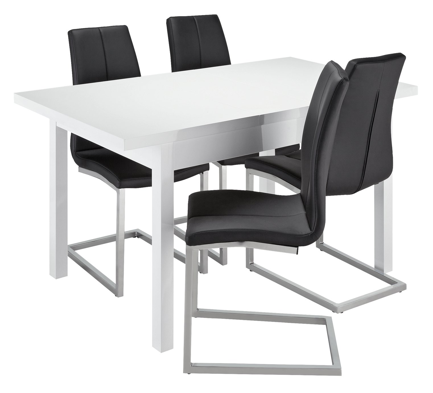 Argos Home Lyssa Extending Gloss Table & 4 Milo Chair -Black