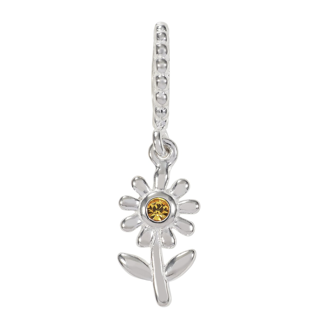 Moon & Back Sterling Silver Cubic Zerconia Daisy Drop Charm