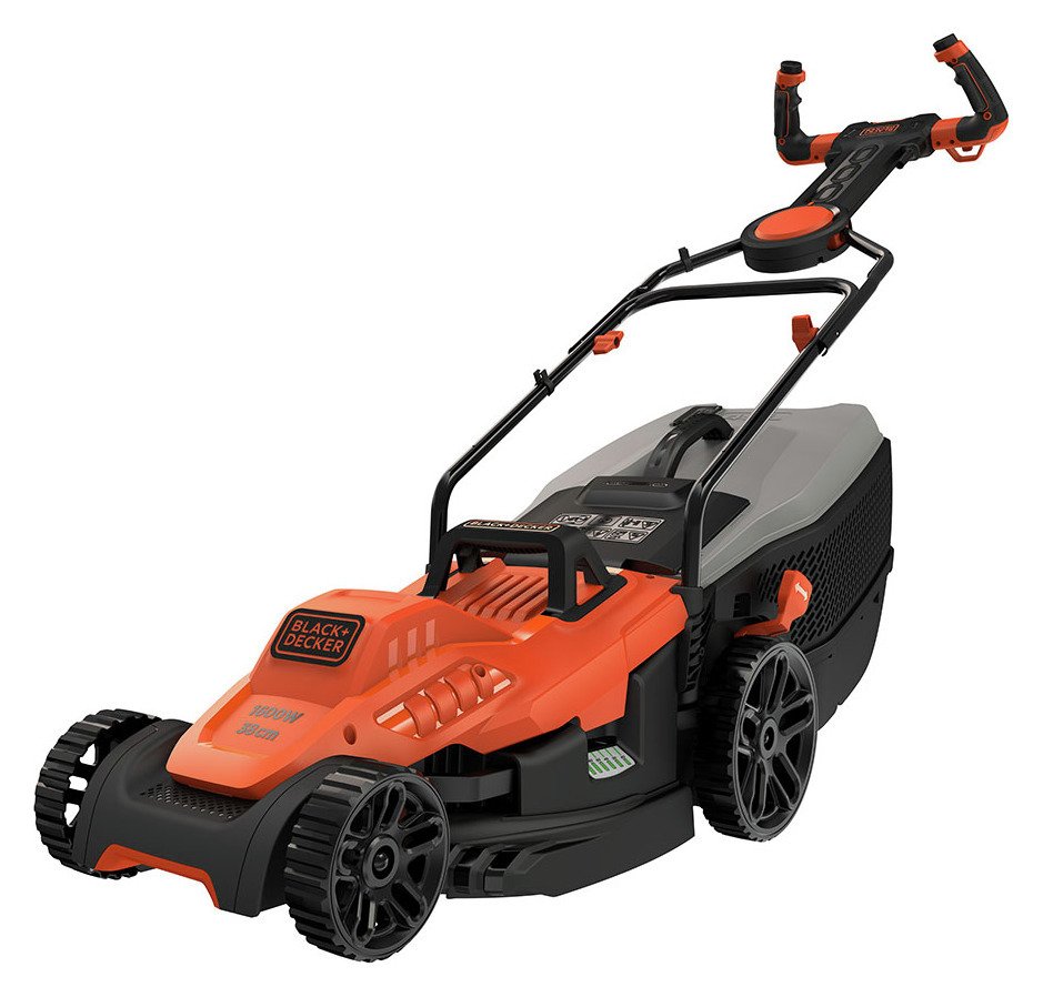 Black   Decker 38cm Corded Lawnmower with EasySteer - 1600W