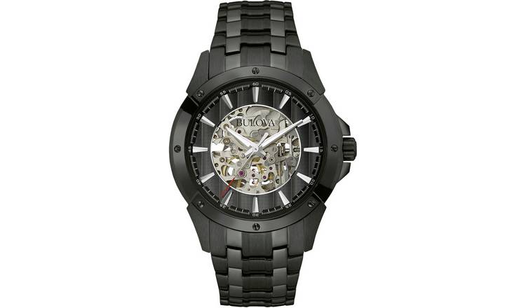 Bulova Men's Black Stainless Steel Bracelet Watch