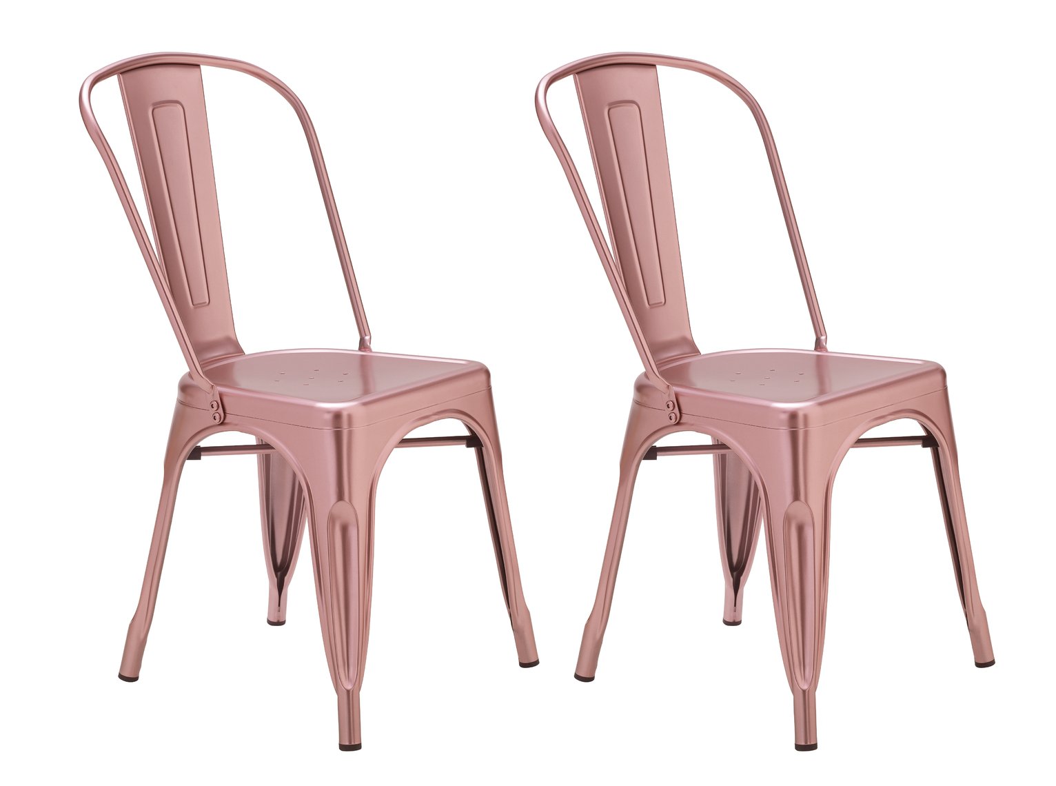 Argos Home Industrial Pair of Metal Dining Chairs - Pink