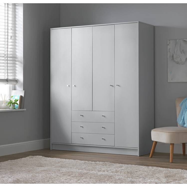 Argos Home Malibu 4 Door 3 Drawer Wardrobe - Grey 0
