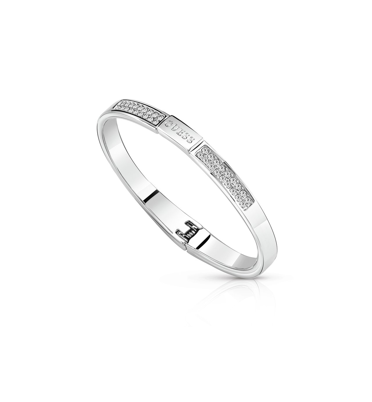 Guess Rhodium Plated White Crystal Bangle