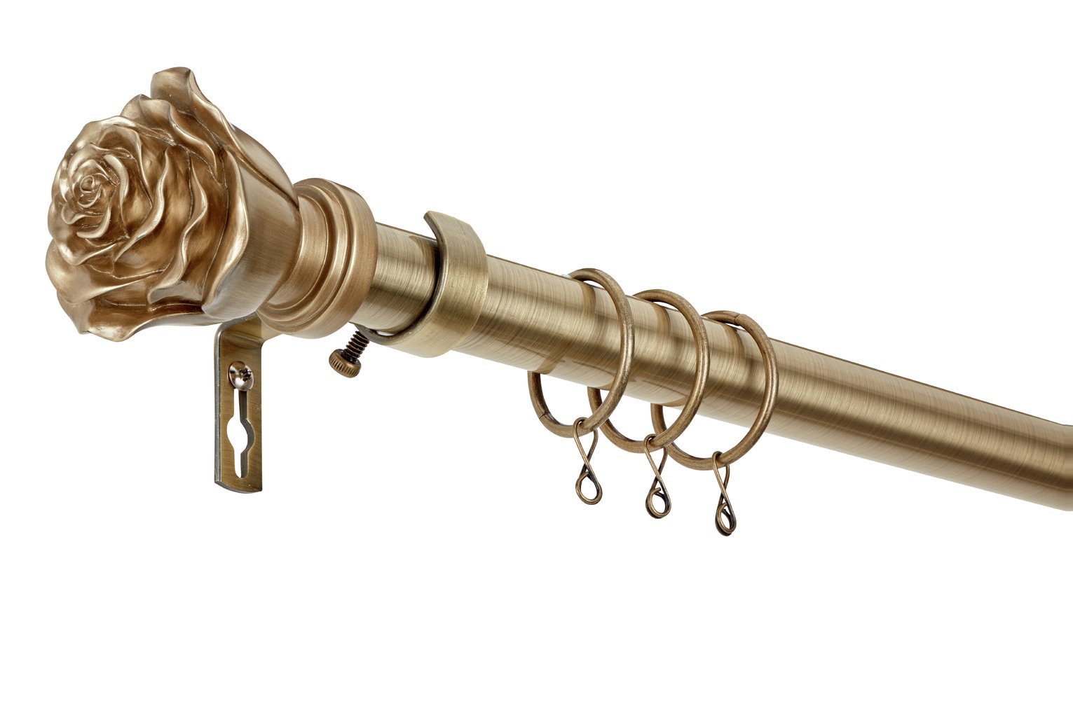 Argos Home Extendable Metal Rose Curtain Pole -Antique Brass