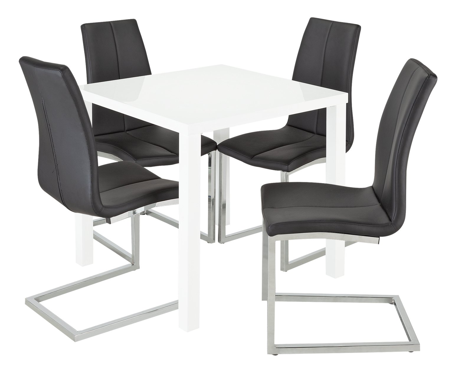 Argos Home Lyssa Gloss Dining Table & 4 Milo Chairs - Black