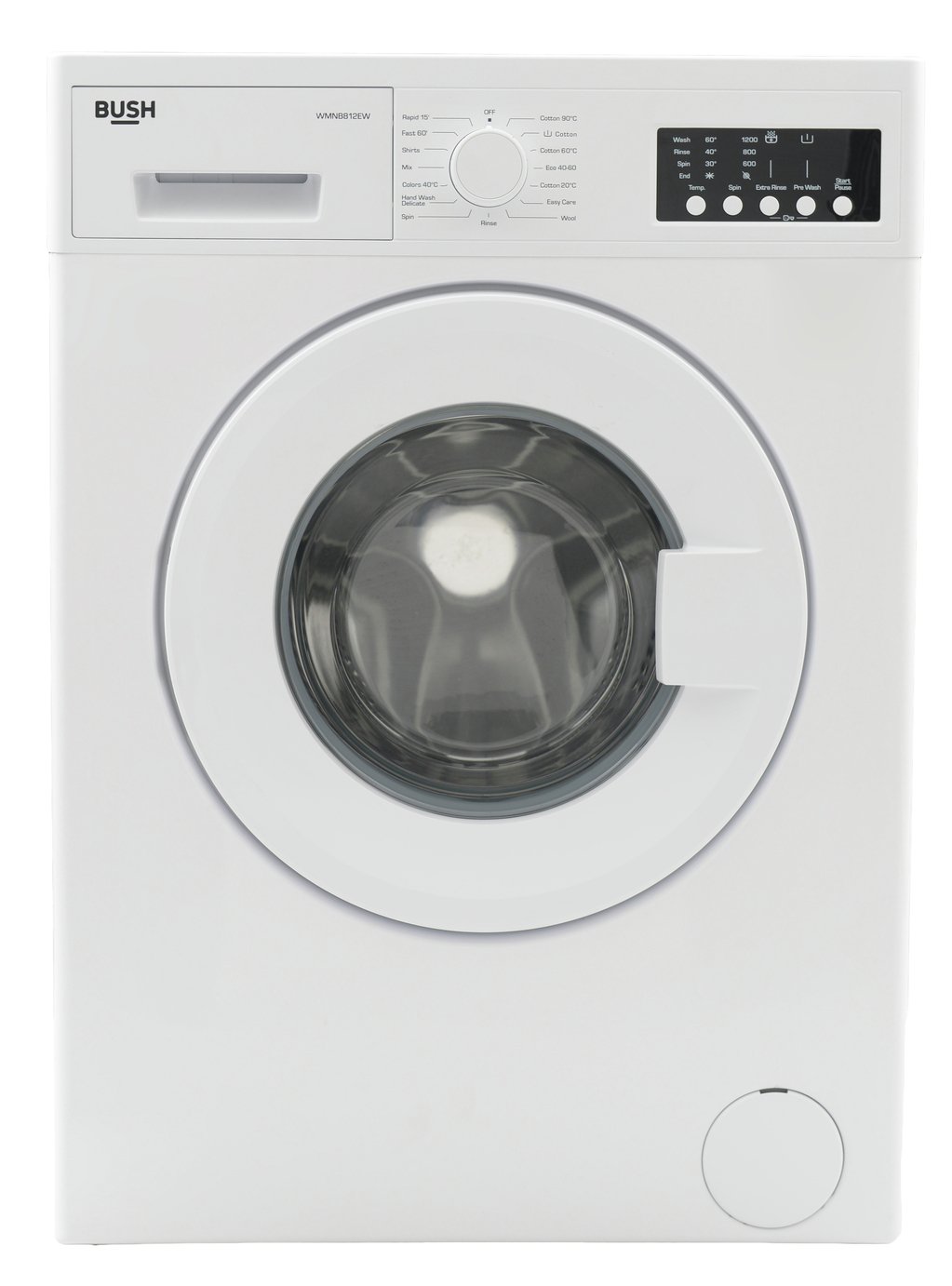 Bush WMSAE812EW 8KG 1200 Spin Washing Machine - White