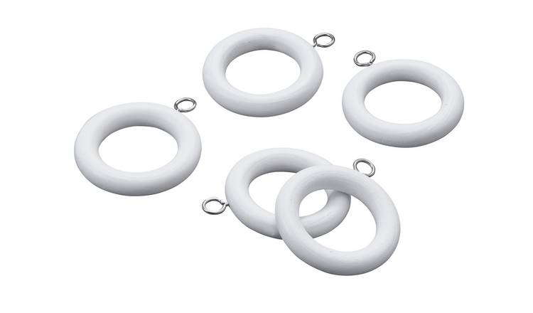 Argos Home Pack of 20 Wooden Curtain Rings White 
