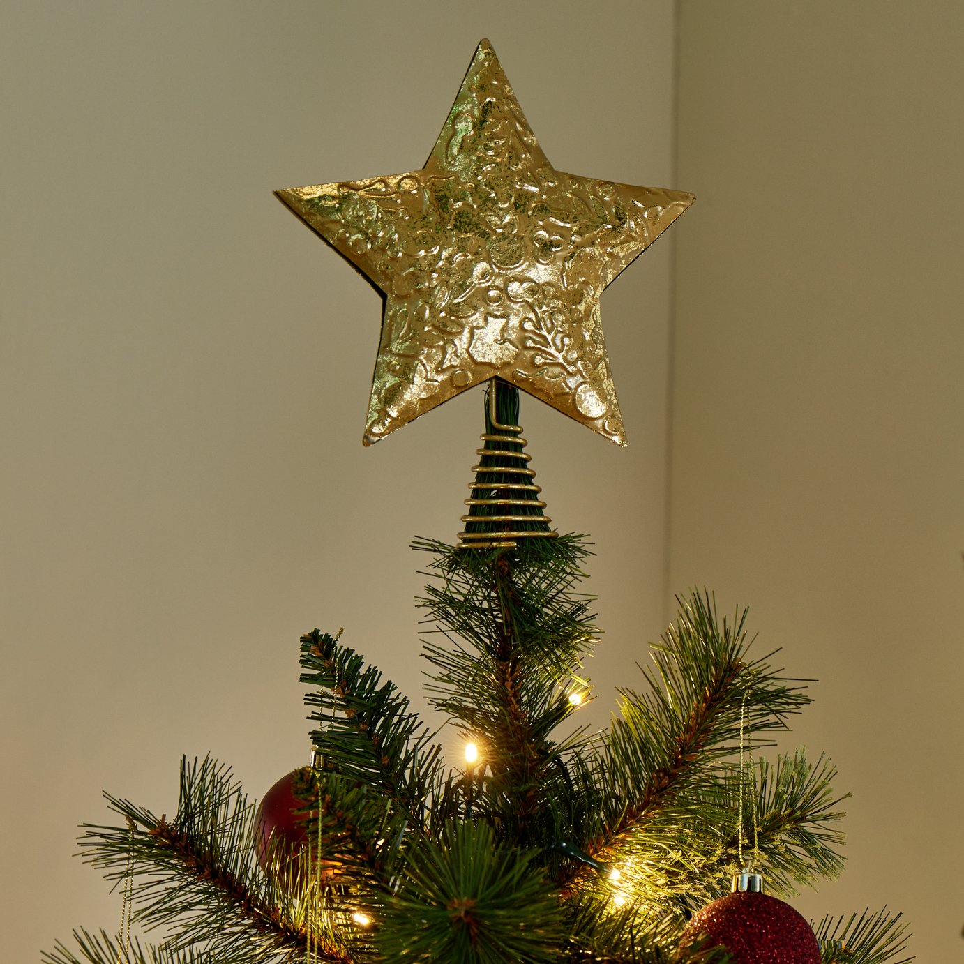 Argos Home Berry Christmas Gold Star Tree Topper