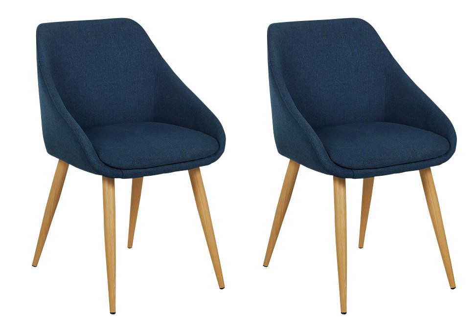 Argos Home Skandi Pair of Fabric Dining Chairs Blue 9225312