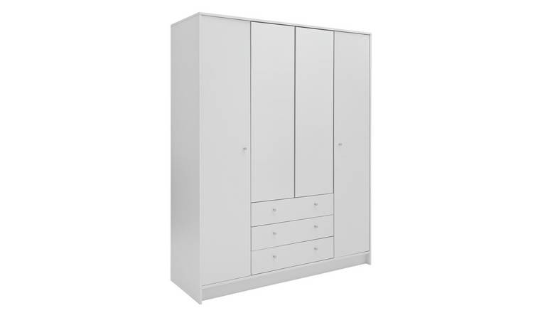 Argos Home Malibu 4 Door 3 Drawer Mirror Wardrobe - White