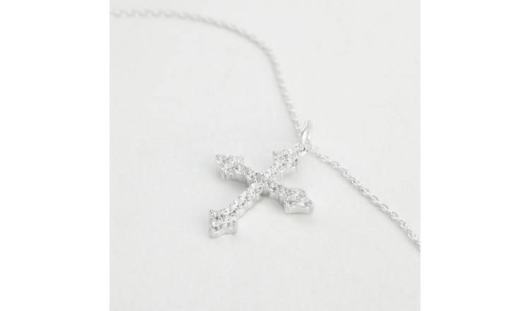 Revere Sterling Silver Cubic Zirconia Cross Pendant Necklace