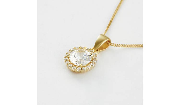 Revere 1 Micron Gold Plated 925 Sterling Silver Round Pendant Necklace