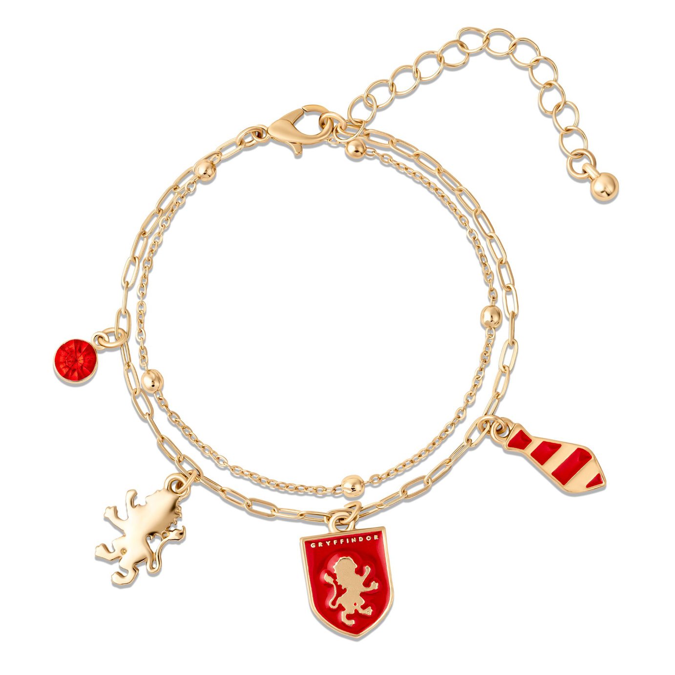 Harry Potter Gold Tone Gryffindor Charms Layered Bracelet