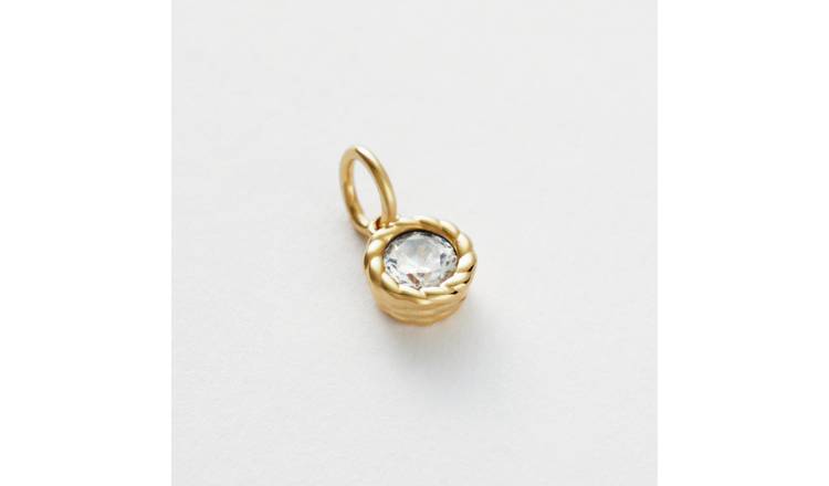 Revere Gold Plated 925 Sterling Silver Round Cubic Zirconia Charm