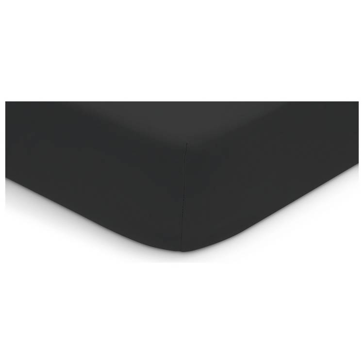 Habitat Washed Plain Charcoal Fitted Sheet - Double 0