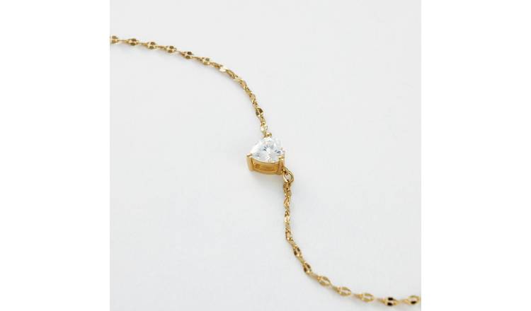Revere Gold Plated 925 Sterling Silver Cubic Zirconia Heart Pedant Necklace