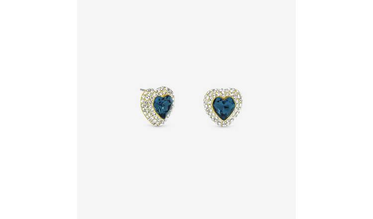 Jon Richard Gold Plated Sapphire Heart Earrings