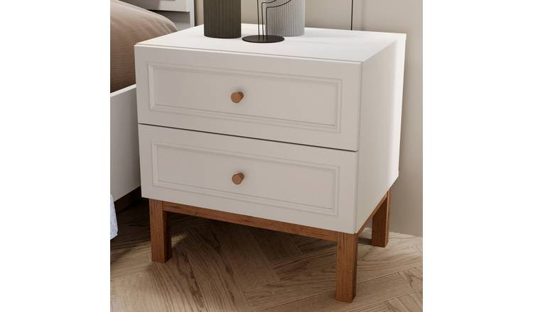 Furniture To Go Wensley 2 Drawer Bedside Table - Grey and Oak