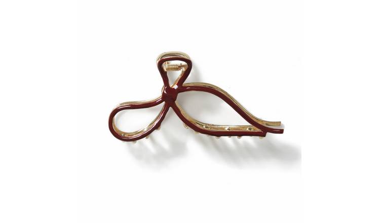 Flitzy Burgundy Bow Hair Claw Clip
