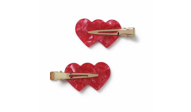 Flitzy Red Double Heart Hair Clip - Pack of 2