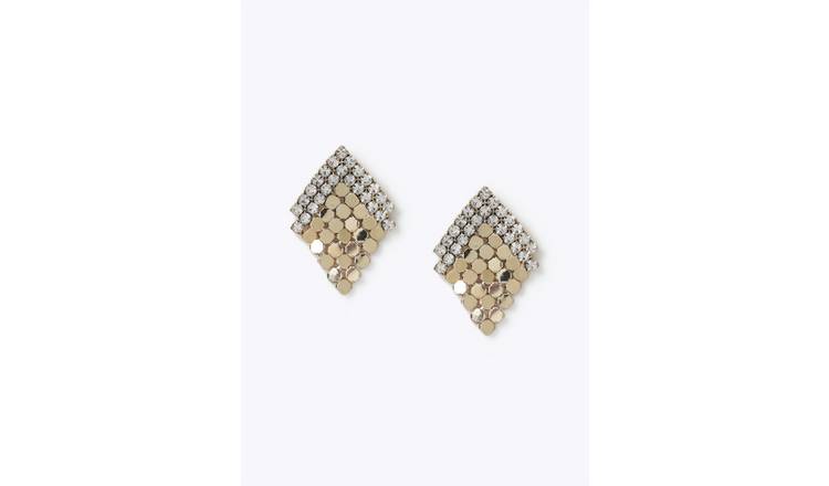 Freedom Gold Tone Chainmail Earrings