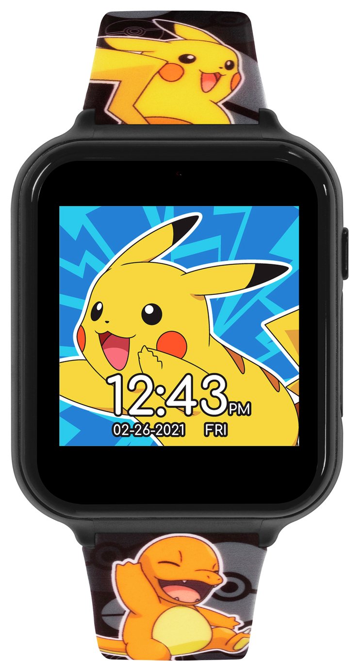 Pokemon Kid's Black Silicone Strap Smart Watch