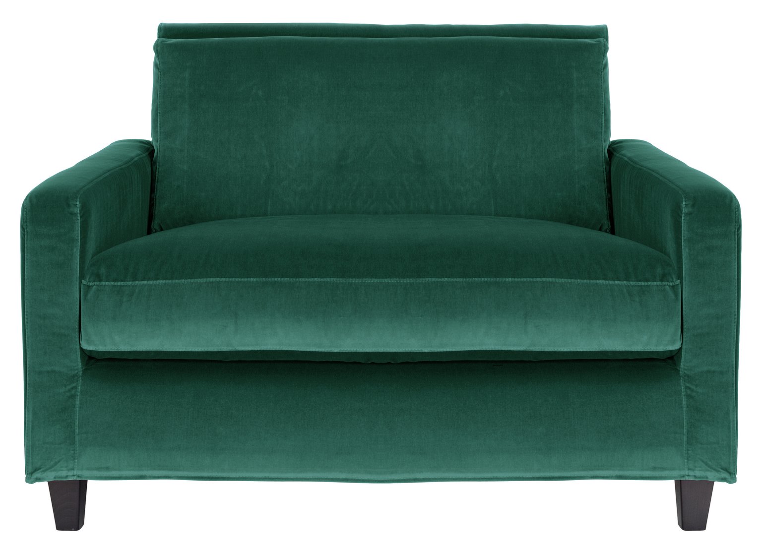Habitat Chester Velvet Cuddle Chair-Dark Feet- Emerald Green