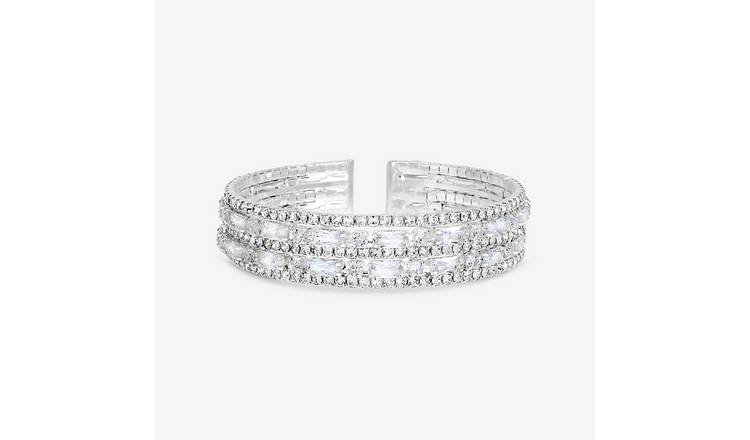 Jon Richard Rhodium Plated Crystal Multi Stone Cuff