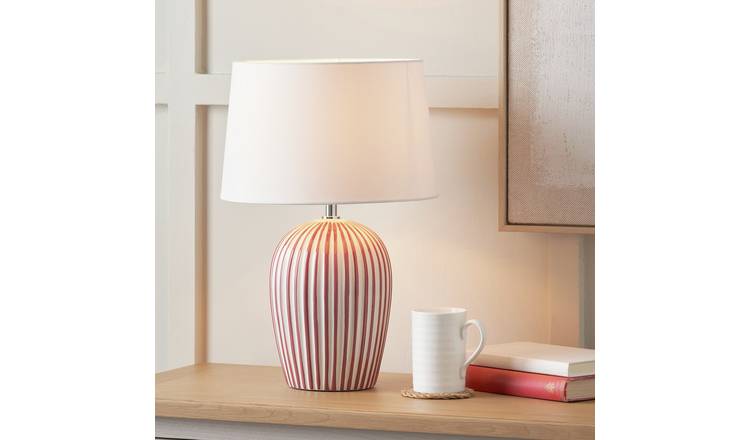 Pacific Cannes Ceramic Stripe Table Lamp - Mulberry