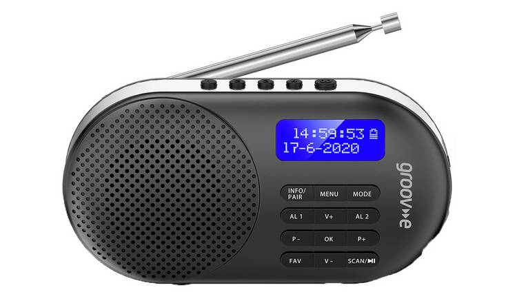 Scheur Omgekeerde Lauw Buy Groov-e Milan Rechargeable DAB/FM Radio with BT - Black | Radios and  clock radios | Argos