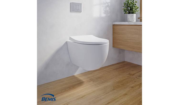 Bemis Click and Clean Plastic Soft Close D-Shape Toilet Seat - White