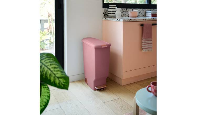 Simplehuman 40 Litre Slim Plastic Pedal Bin - Blush Pink