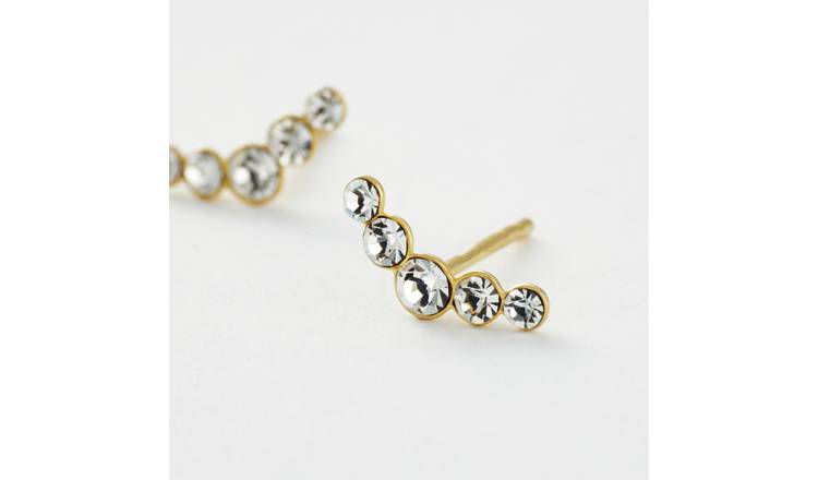Revere Gold Plated Sterling Silver Cubic Zirconia Climber Stud Earrings