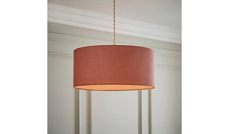 ValueLights Ashley Pink Velvet Drum Easy Fit Lampshade - 45cm