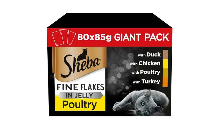 Sheba Fine Flakes Cat Food Poultry in Jelly 80 Pouches