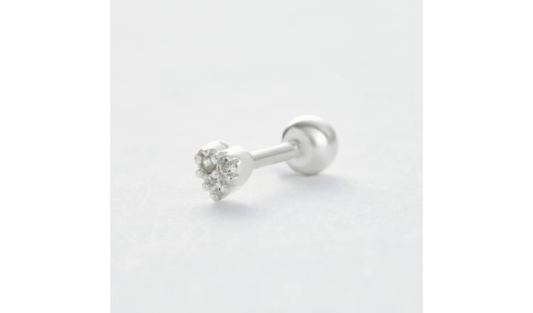 Revere Sterling Silver Cubic Zirconia Heart Single Stud Earring