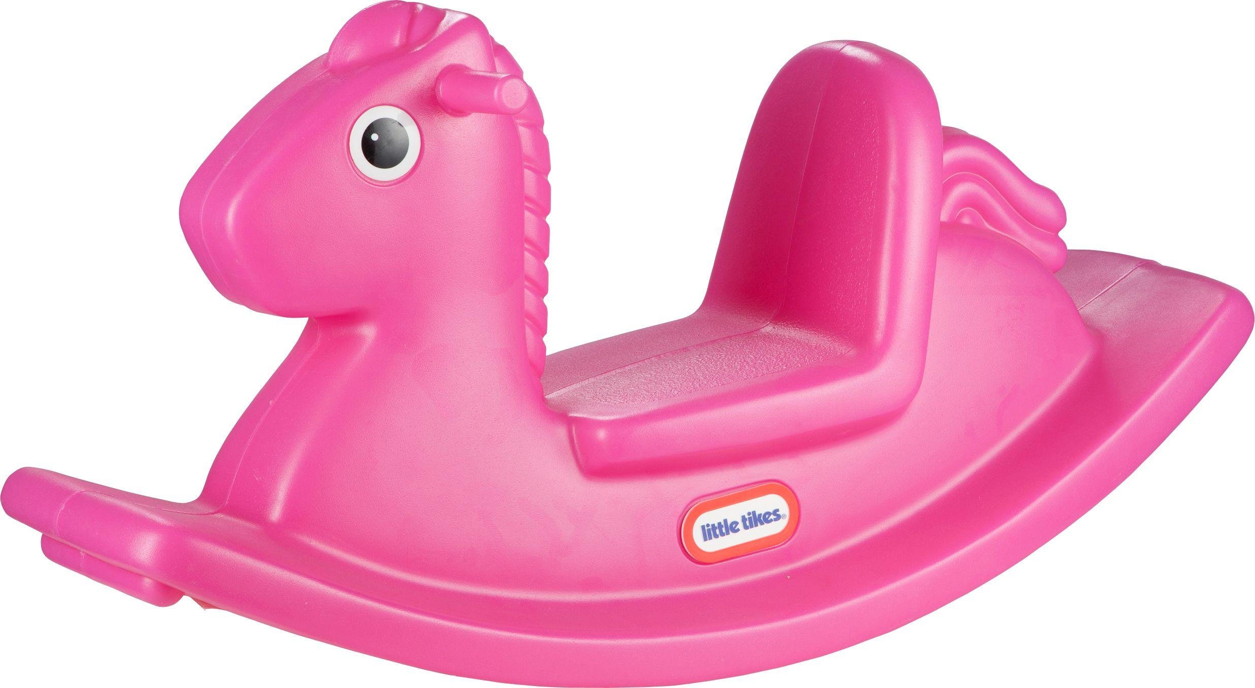 pink plastic rocking horse