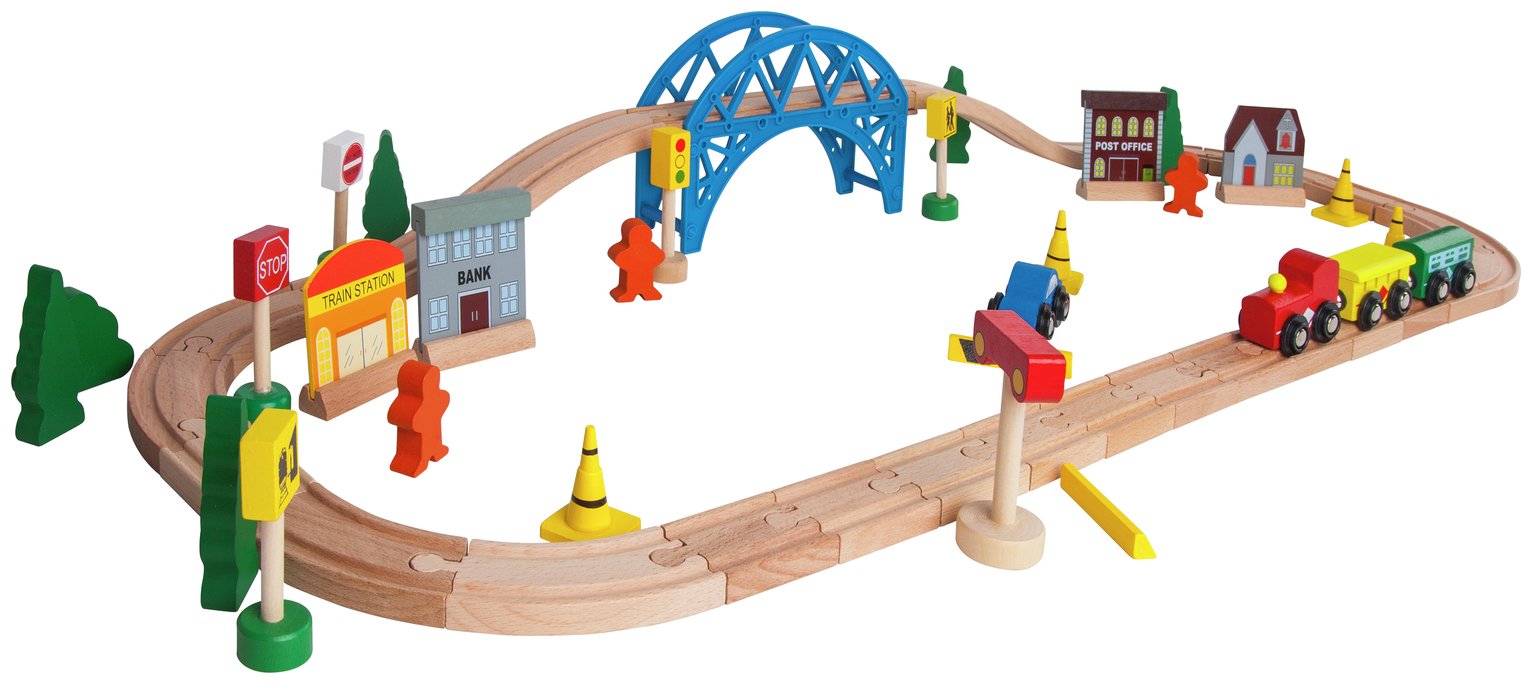 60 piece wooden train set