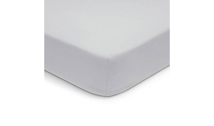 Habitat Washed Plain White Fitted Sheet - Single