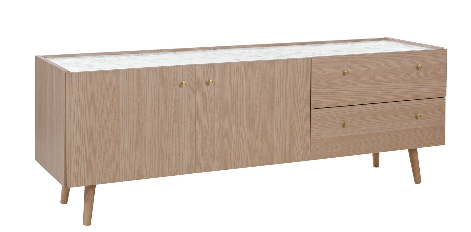 Argos Home Evelyn TV Sideboard - Marble and Light Oak Effect