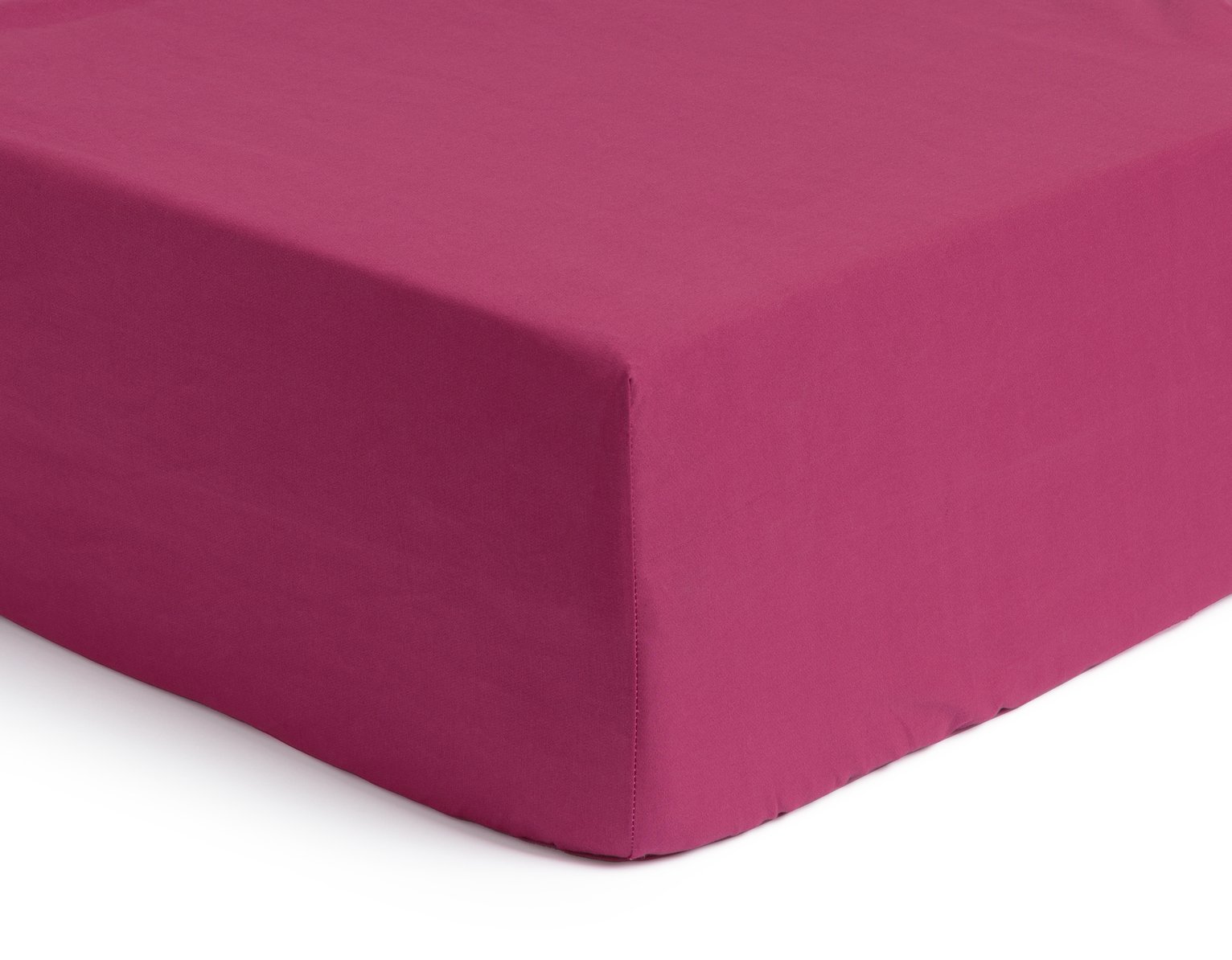 Habitat Cotton Rich 180 TC Plain Berry Fitted Sheet - King