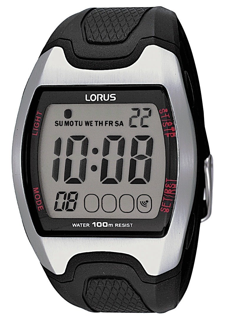 Lorus Men's Digital Display Black Resin Strap Watch