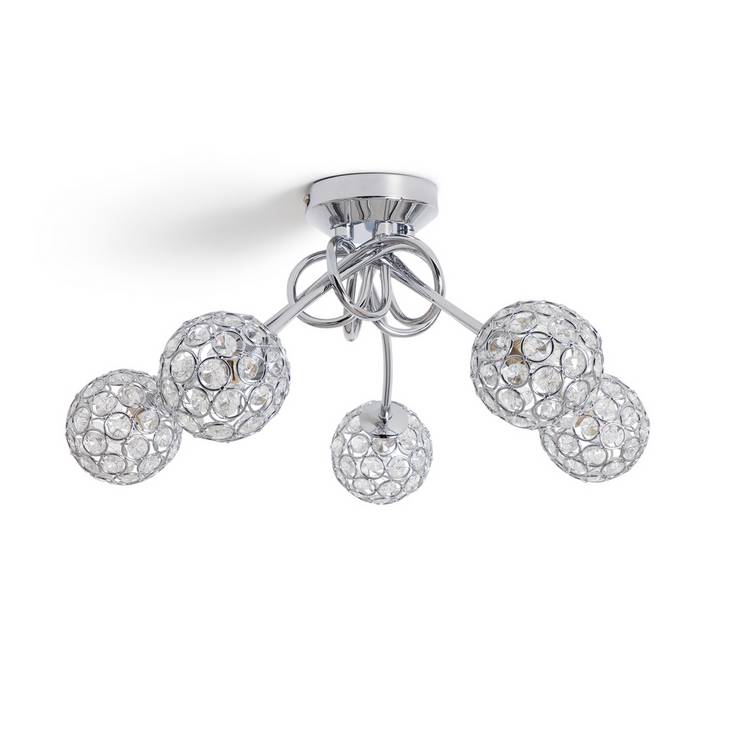 Argos Home Beaded Globes 5 Arm Ceiling Light - Chrome 0