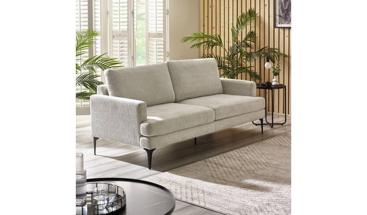Julian Bowen Carrera Fabric 3 Seater Sofa Metal Feet - Cream