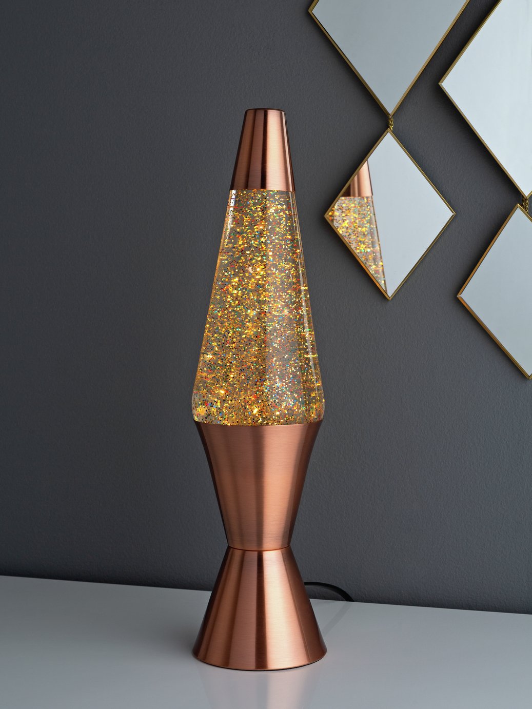 rose gold glitter lamp