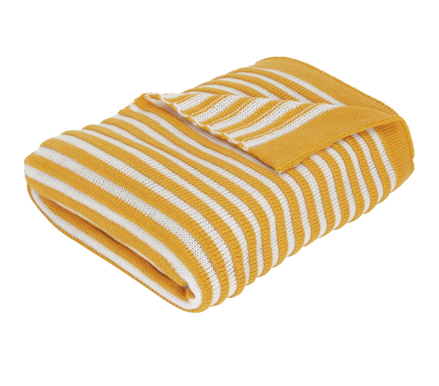 Argos Home Apartment Living Ribbed Knit Throw -Mustard