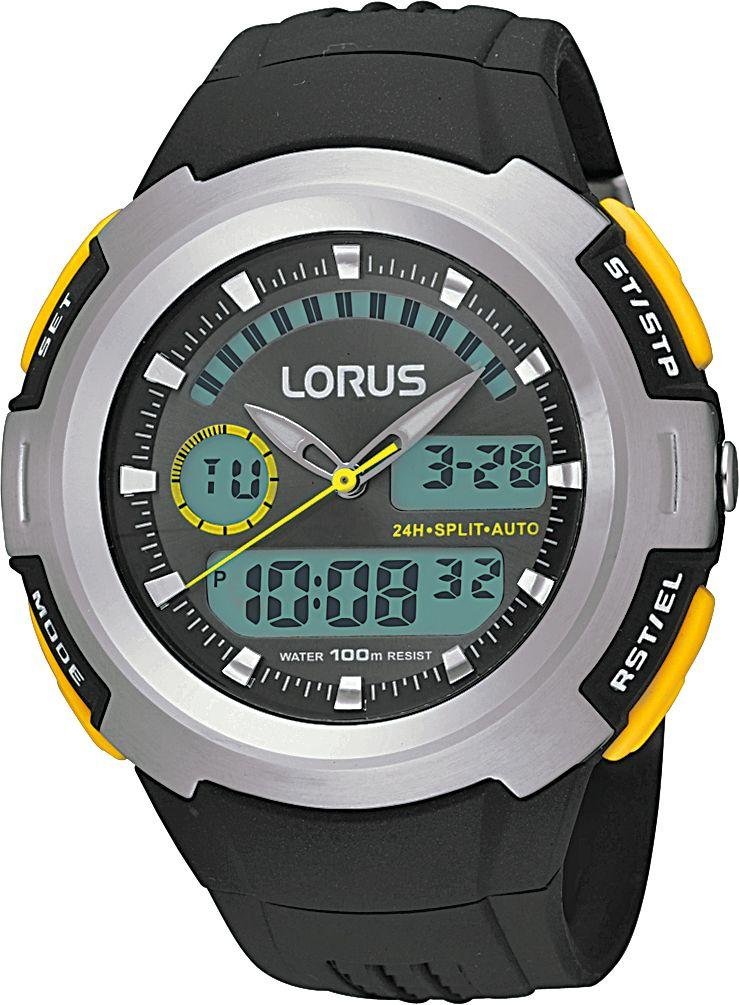 Lorus Men's Black Resin Strap Dual Time Watch