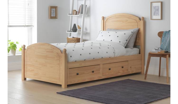 Single wooden bed frame deals with mattress