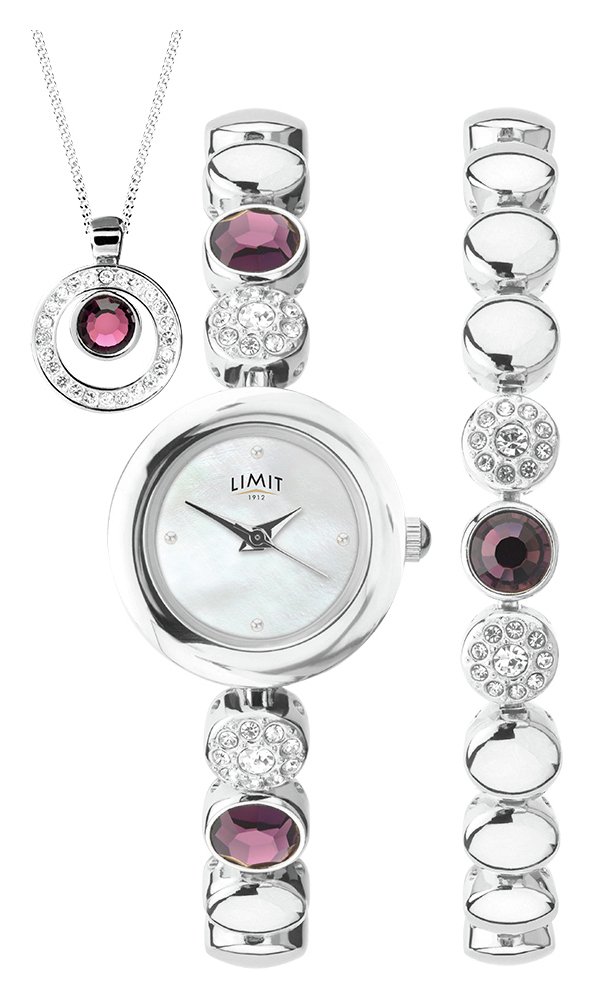 Limit Ladies' Silver Bracelet, Necklace and Watch Set