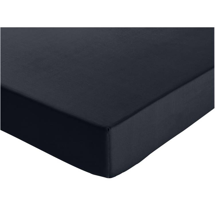 Habitat Pure Cotton 200TC Navy Deep Fitted Sheet - Single 0